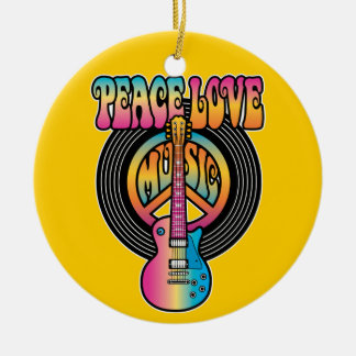 Vinyl Peace Love Music Keramisch Ornament