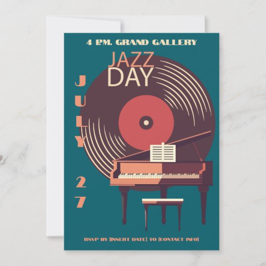  Vinyl & Piano Jazz Uitnodiging (Voorkant)