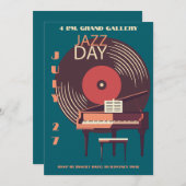  Vinyl & Piano Jazz Uitnodiging (Voorkant / Achterkant)