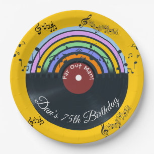 Vinyl Plaat Album Muzieknotities Regenboog Papieren Bordje