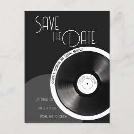 Vinyl Plaat Retro 70er Jaren Zwart en Wit Minimali Aankondigingskaart