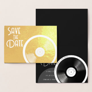 Vinyl Plaat Retro 70er Jaren Zwart en Wit Minimali Folie Kaarten