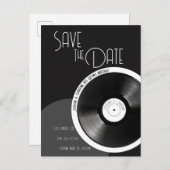 Vinyl Plaat Retro 70er Zwart en Wit Minimalistisch Aankondigingskaart (Voorkant / Achterkant)