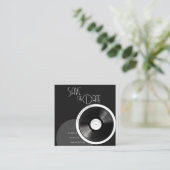 Vinyl Plaat Retro 70er Zwart en Wit Minimalistisch Informatiekaartje (Staand voorkant)