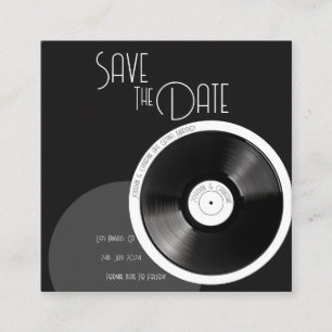 Vinyl Plaat Retro 70er Zwart en Wit Minimalistisch Informatiekaartje