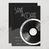 Vinyl Plaat Retro 70er Zwart en Wit Minimalistisch Save The Date (Voorkant / Achterkant)