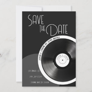 Vinyl Plaat Retro 70er Zwart en Wit Minimalistisch Save The Date