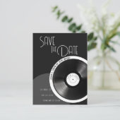 Vinyl Plaat Retro 70er Zwart Wit Minimalistisch Aankondigingskaart (Staand voorkant)