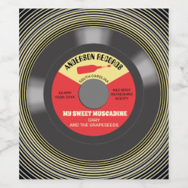 Vinyl plaat single gepersonaliseerd zelfgemaakt wijn etiket