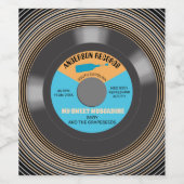 Vinyl plaat single gepersonaliseerd zelfgemaakt wijn etiket (Enkel label)