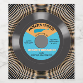 Vinyl plaat single gepersonaliseerd zelfgemaakt wijn etiket