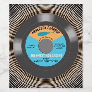 Vinyl plaat single gepersonaliseerd zelfgemaakt wijn etiket