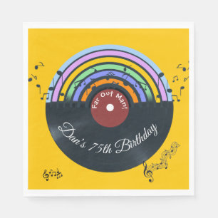 Vinyl Plaatalbum Muzieknotities Regenboog Servet