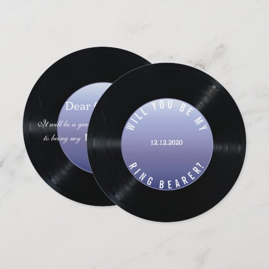 Vinyl Plat Huwelijk WIL JE MIJN RINGDRAGER ZIJN Kaart (Voorkant / Achterkant)