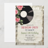 Vinyl plat Verjaardagsuitnodiging Kaart (Voorkant / Achterkant)