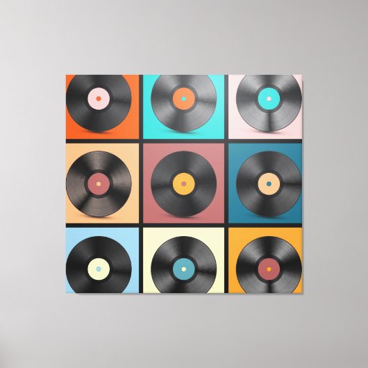 Vinyl platen: retro LP set. Canvas Afdruk (Voorkant)