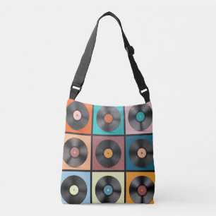 Vinyl platen: retro LP set. Crossbody Tas