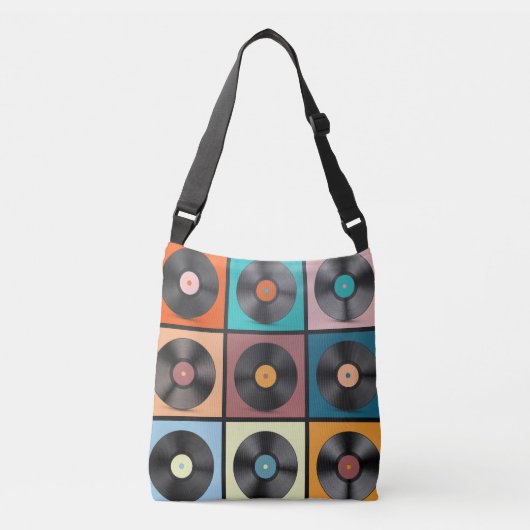 Vinyl platen: retro LP set. Crossbody Tas (Voorkant)