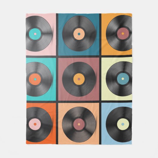Vinyl platen: retro LP set. Fleece Deken (Voorkant)