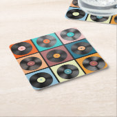 Vinyl platen: retro LP set. Kartonnen Onderzetters (Schuin)