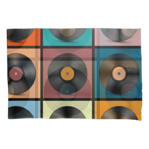 Vinyl platen: retro LP set. Kussensloop