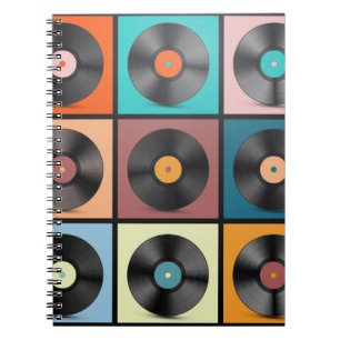 Vinyl platen: retro LP set. Notitieboek