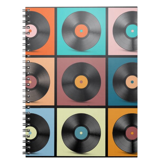 Vinyl platen: retro LP set. Notitieboek (Voorkant)