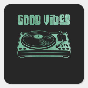 Vinyl Platenspeler DJ Record Vierkante Sticker