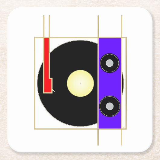 Vinyl Player Kartonnen Onderzetters (Voorkant)