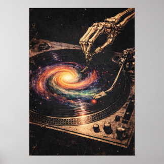 Vinyl Reaper, Retro-Grungy Muziek Kunst, Abstract Poster