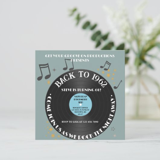 Vinyl Record 60e verjaardag Kaart (Staand voorkant)