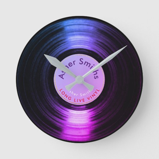 vinyl record, a purple round clock ronde klok (Voorkant)