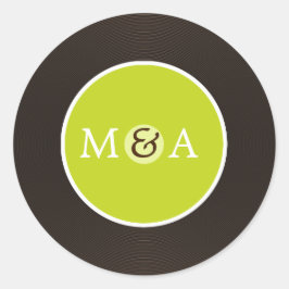 Vinyl Record Aangepaste bruiloft Ronde Sticker