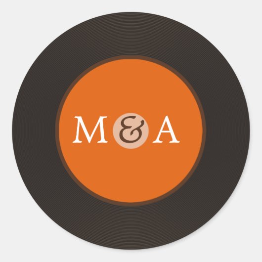 Vinyl Record Aangepaste bruiloft Ronde Sticker (Voorkant)