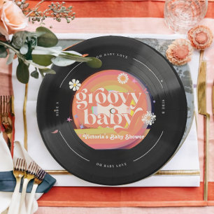 Vinyl Record Baby shower Papieren Bordje