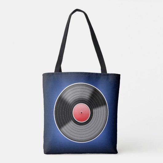 Vinyl Record Bag - Blauw Vervagen. Tote Bag (Achterkant)