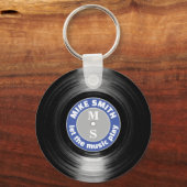 Vinyl Record Blue op maat gemaakte Sleutelhanger (Achterkant)