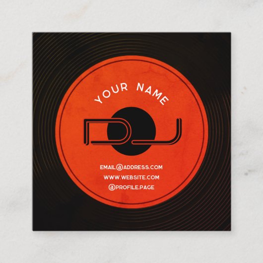 Vinyl record bord DJ Vierkante Visitekaartje (Voorkant)