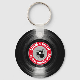 Vinyl Record Drums Red Sleutelhanger