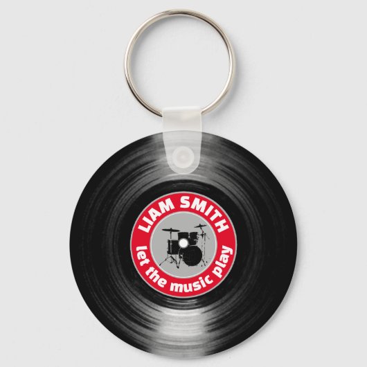 Vinyl Record Drums Red Sleutelhanger (Voorkant)
