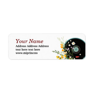 Vinyl Record, floral, Oldies Rustic, damesmuziek Etiket