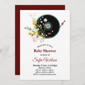 Vinyl Record, floral, Oldies Rustic, damesmuziek Kaart (Voorkant / Achterkant)