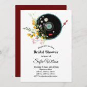 Vinyl Record, floral, Oldies Rustic, damesmuziek Kaart (Voorkant / Achterkant)