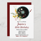 Vinyl Record, floral, Oldies Rustic, damesmuziek Kaart (Voorkant / Achterkant)