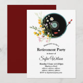 Vinyl Record, floral, Oldies Rustic, damesmuziek Kaart (Voorkant / Achterkant)