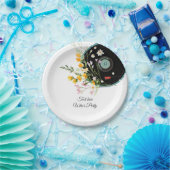 Vinyl Record, floral, Oldies Rustic, damesmuziek Papieren Bordje (Feest)