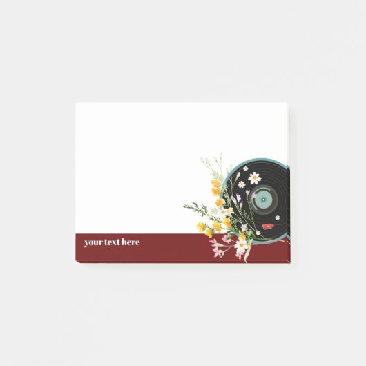 Vinyl Record, floral, Oldies Rustic, damesmuziek Post-it® Notes (Voorkant)