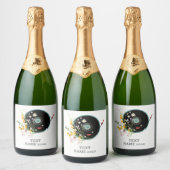 Vinyl Record, floral, Oldies Rustic, damesmuziek Sparkling Wijnetiket (Flessen)