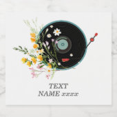 Vinyl Record, floral, Oldies Rustic, damesmuziek Sparkling Wijnetiket (Enkel label)