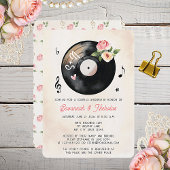 Vinyl Record Floral Waterverf Couples Shower Kaart